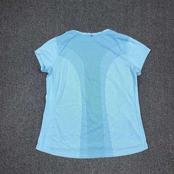 Nike T-Shirt Womens Blue Swoosh Logo Dri-Fit Training Workout Running Size Large - Picture 6 of 6